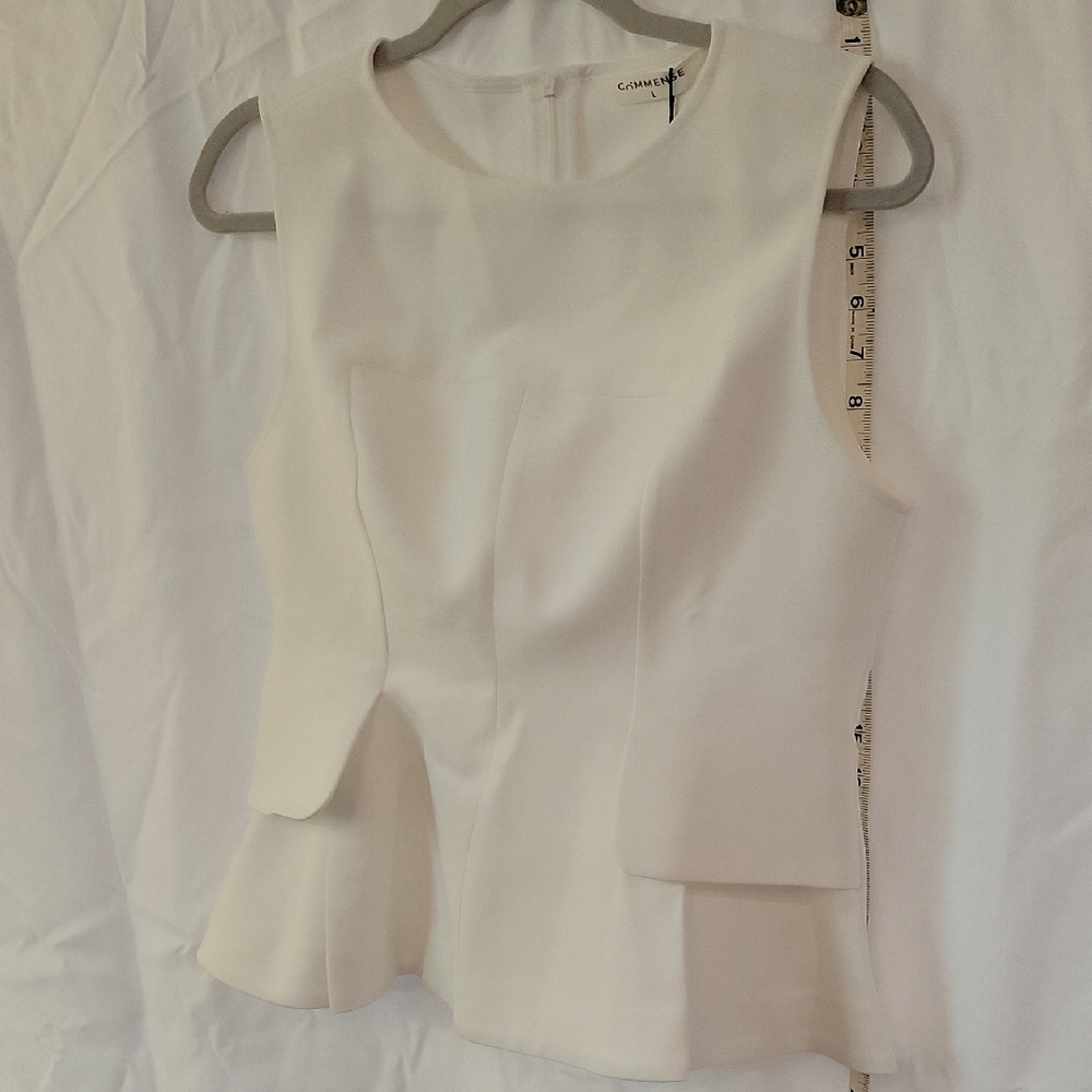 Commense Women's Cream Peplum Blouse